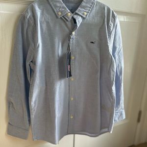 Vineyard Vines Boys Whale Shirt Solid Oxford Blue sz7